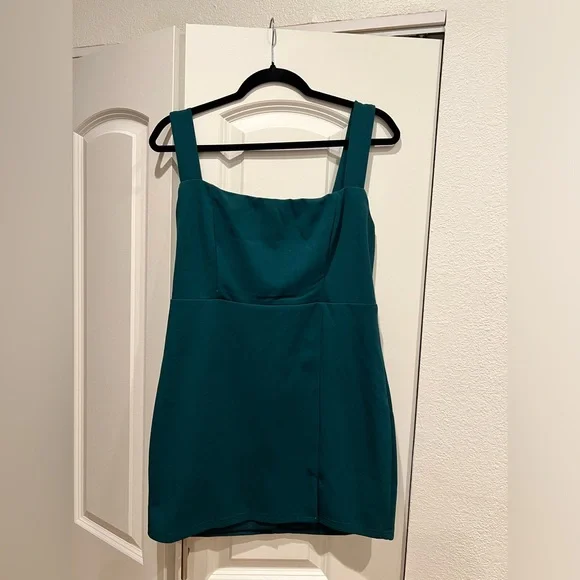 Lulus | Dresses | Social Sensation Emerald Green Square Neck Bodycon Mini  Dress